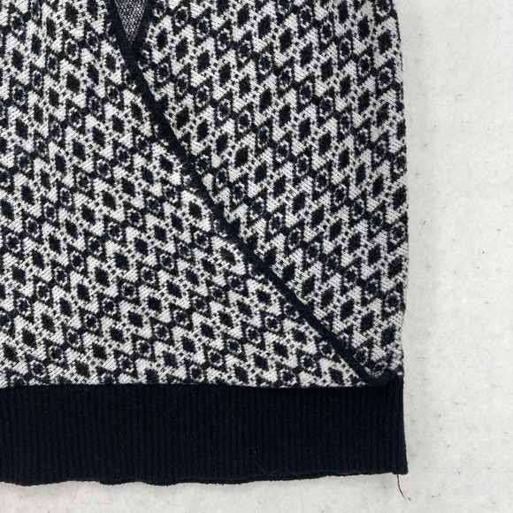 Maeve Anthropologie 1X Knit Sweater Vest Black White Diamond Wrap Front Knit - Picture 3 of 12